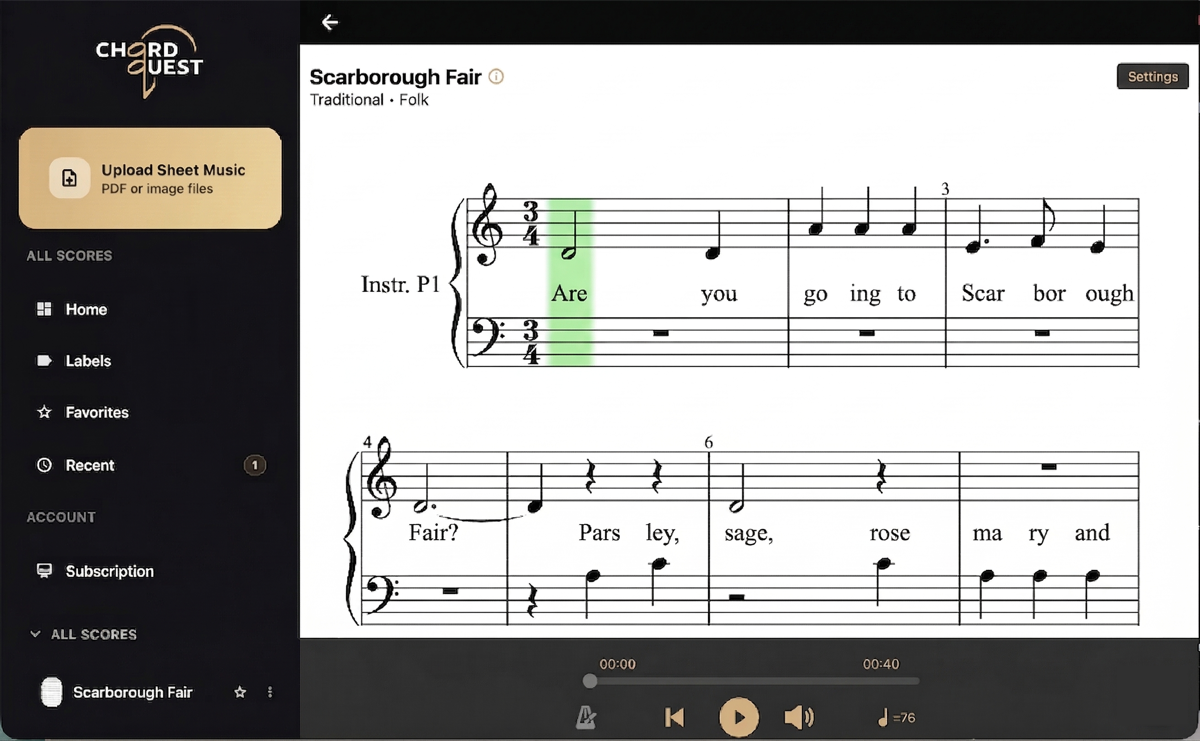 Chord Quest app product screenshot